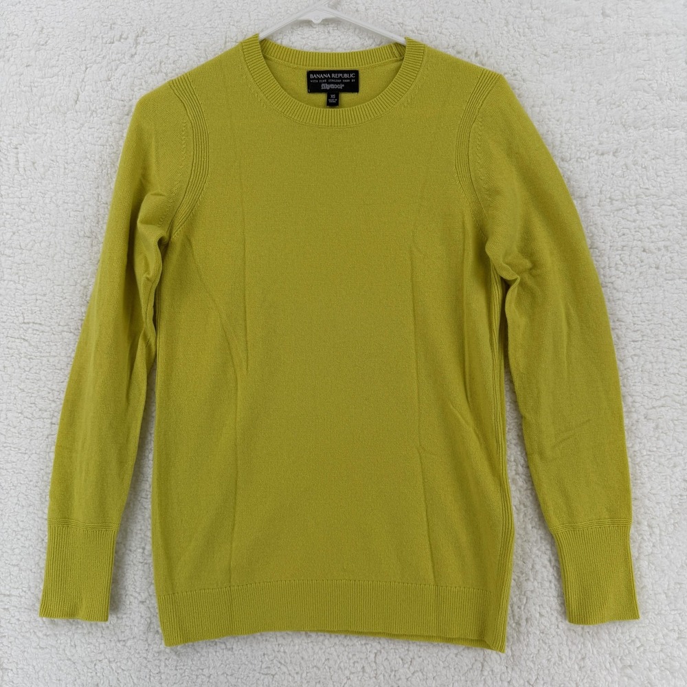 Banana Republic Sweater Womens XS Green Merino Wool Cashmere Filpucci Pullover